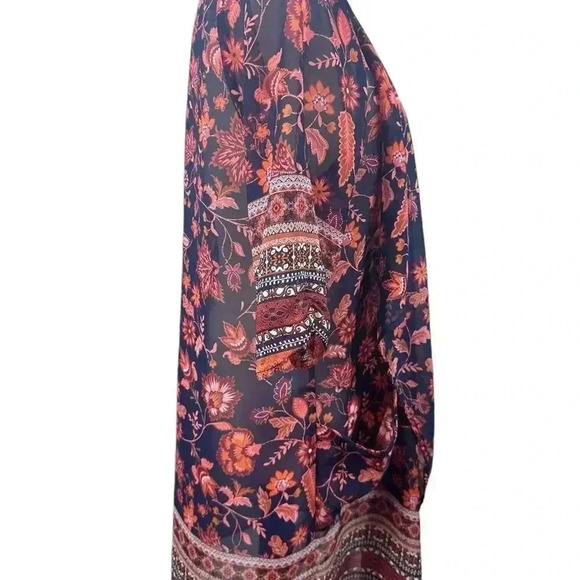 Band of Gypsies orange and blue open front flowy kimono size XS - Picture 5 of 9